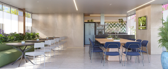 salão de festas com espaço gourmet