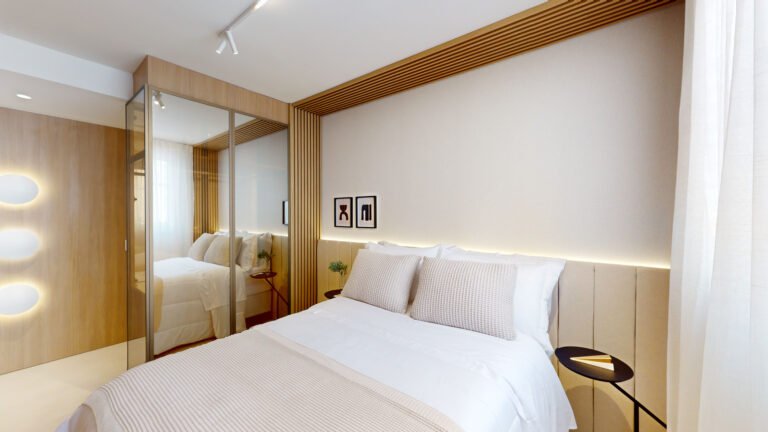 Suíte, apartamento dois quartos Lumi Tower Residences