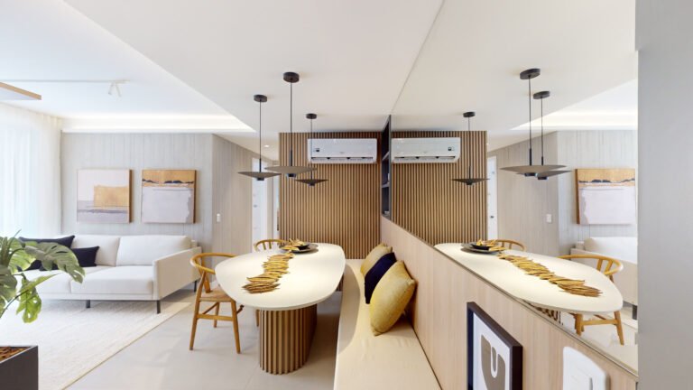 Sala, apartamento dois quartos Lumi Tower Residences